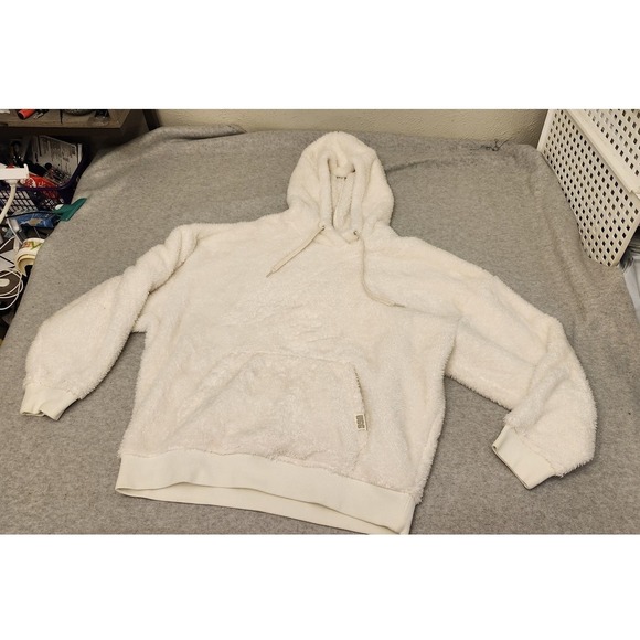 UGG Hoodie Womens L White Sherpa Fleece Cozy Pullover Kangaroo Pocket 1121380 - Picture 1 of 15
